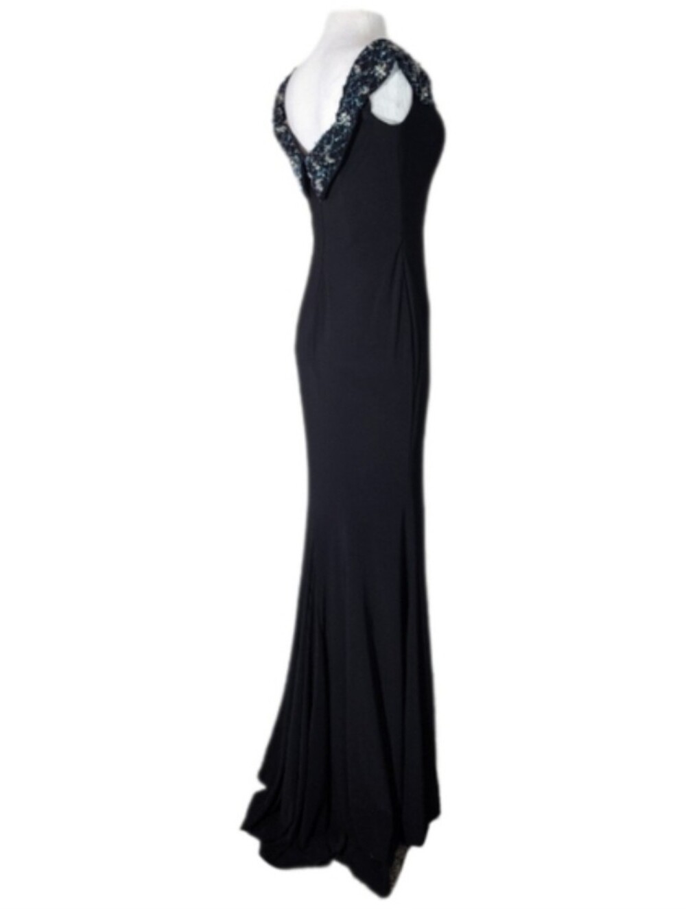 Faviana Dress Glamour Off Shoulder Sweetheat Neckline Maxi Black Size 8 - Picture 8 of 16